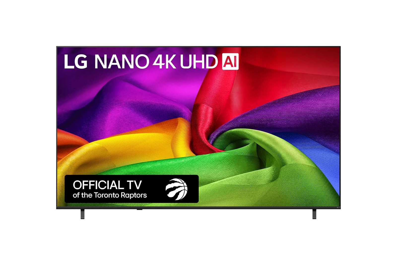 Front view of 75 inch LG NANO 4K UHD AI nu70 Smart TV 2026 75NU700BPUA